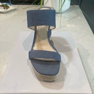 Denim wedge heel